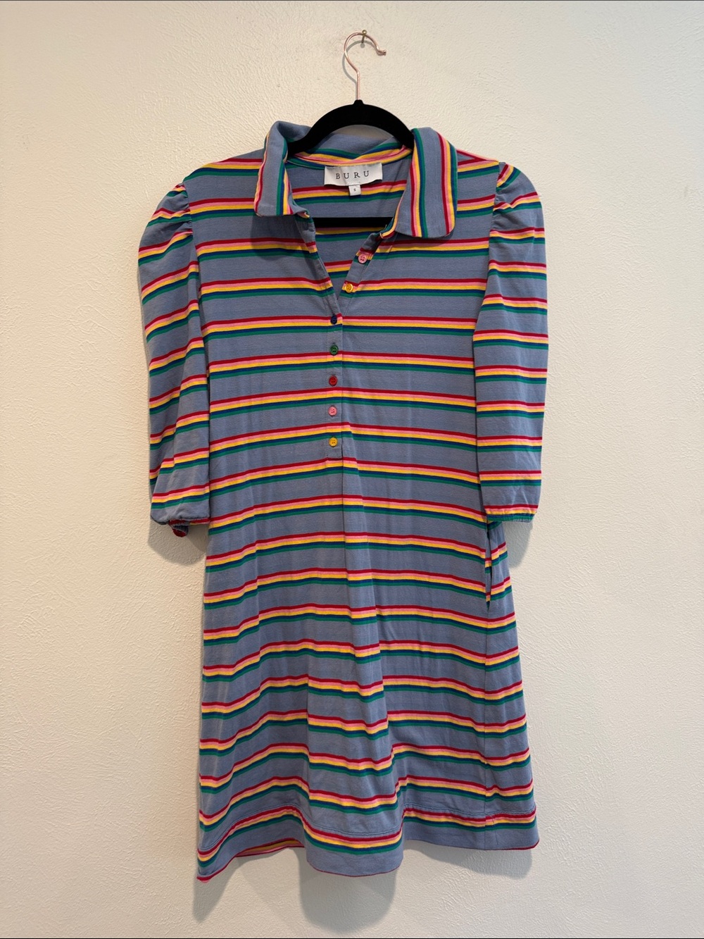 Buru Blue Striped Polo Dress - Blue Multi